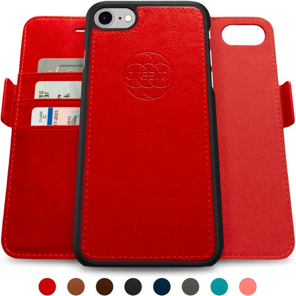 Dreem Wallet Case with Detachable SlimCase Faux Leather and 8 Color Choices